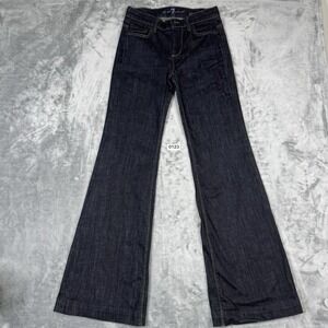 7 For All Mankind Ginger Women's jeans Sz 25 Flared Wide Blue Mid Rise Stretch